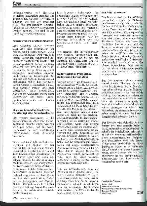 Vorschauseite 3: Die AOK-Gemeinschaft bedient alle Zielgruppen maßgeschneidert PR im Krankenhaus