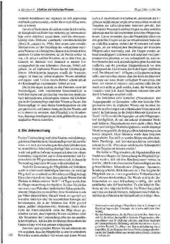 Vorschauseite 3: Intuition als implizites Wissen Bereicherung oder Gefahr für die Krankenpflege?