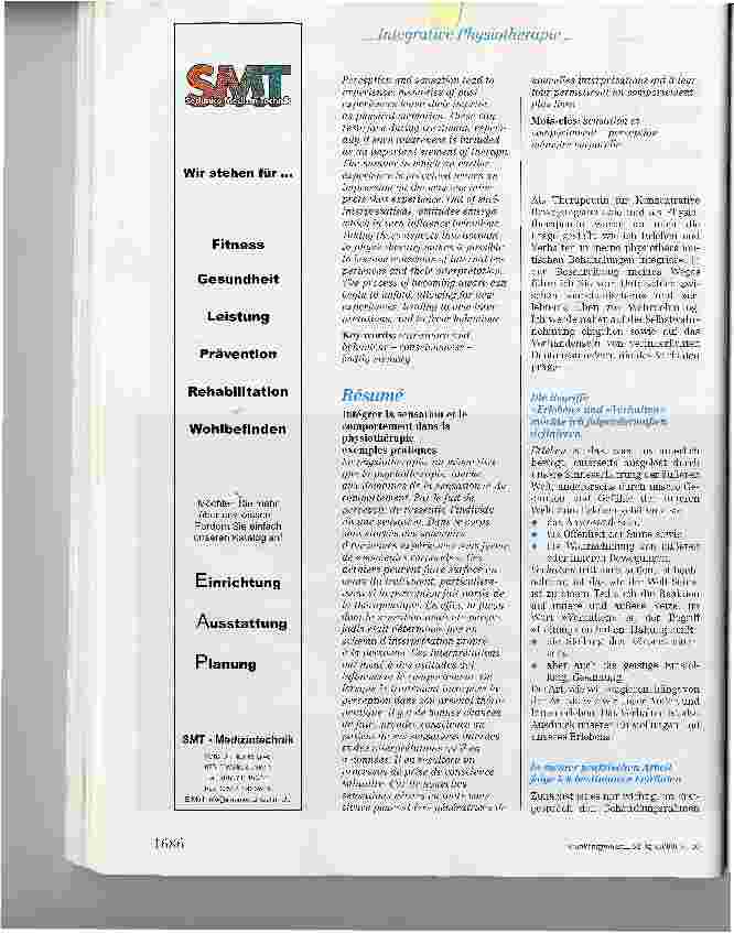 Vorschauseite 2: Integration von Erleben und Verhaltenin die Physiotherapie* - Beispiele aus der Praxis