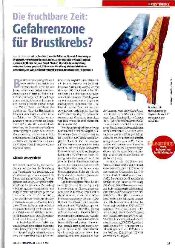 Vorschauseite 1: Die fruchtbare Zeit: Gefahrenzone für Brustkrebs?