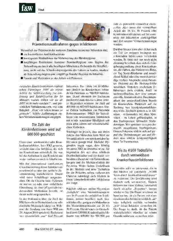 Vorschauseite 3: Maximal 30 Prozent der Infektionen sind vermeidbar