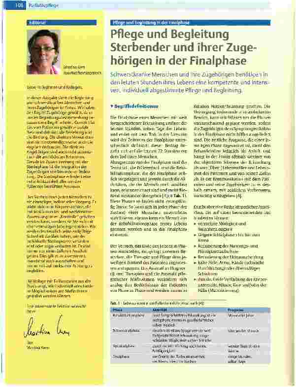 Vorschauseite 1: Pflege und Begleitung Sterbender und ihrer Zugehörigen in der Finalphase