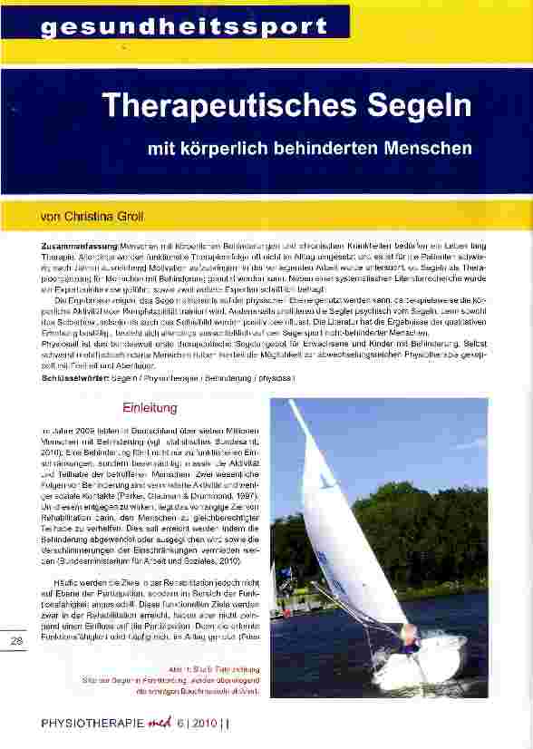 Vorschauseite 1: Therapeutisches Segeln mit körperlich behinderten Menschen