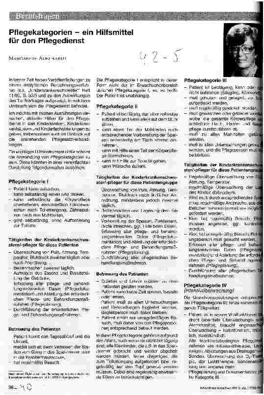 Vorschauseite 1: Pflegekategorien - ein Hilfsmittel für den Pflegedienst