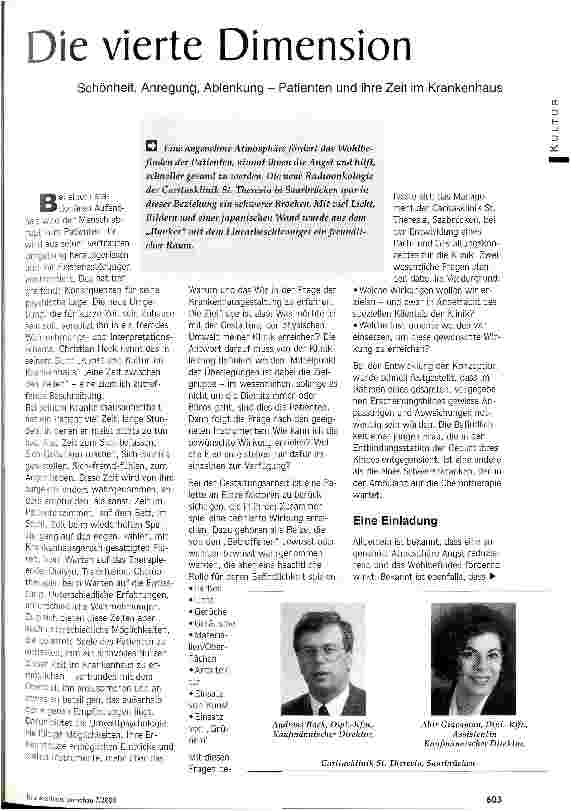 Vorschauseite 1: Die vierte Dimension Schönheit, Anregung, Ablenkung - Patienten und ihre Zeit im Krankenhaus