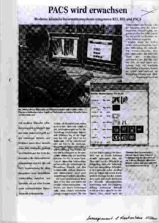Vorschauseite 1: PACS wird erwachsen Moderne klinische Informationssysteme integrieren KIS, RIS und PACS