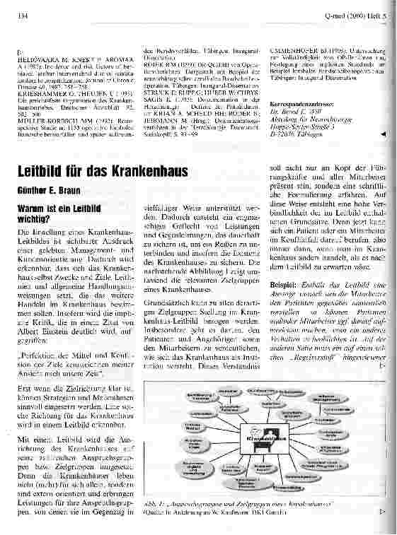 Vorschauseite 1: Leitbild für das Krankenhaus