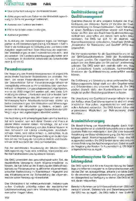 Vorschauseite 4: Positionen der DKG zur Weiterentwicklung im Gesundheitswesen