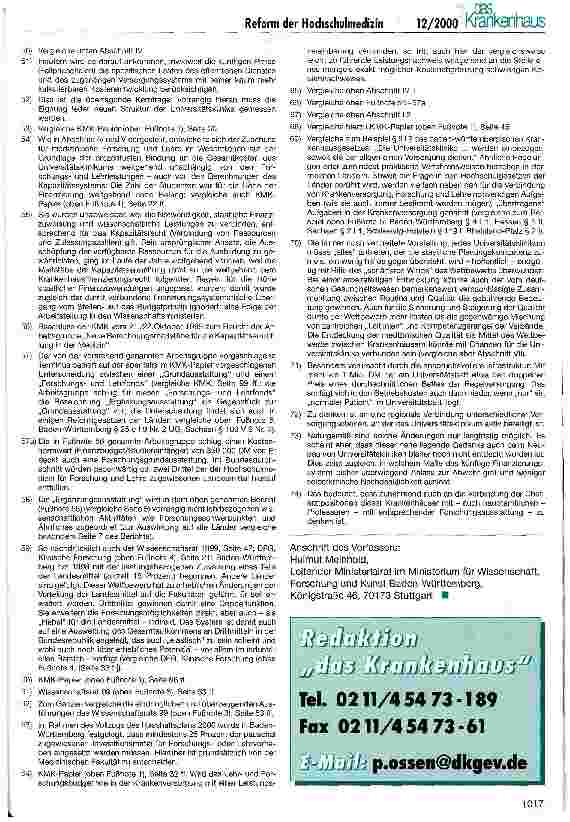 Vorschauseite 6: 5 Jahre KMK-Papier - einige Bemerkungen zum Stand und zu den Perspektiven der Reform der Hochschulmedizin