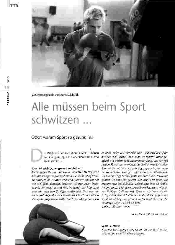 Vorschauseite 1: Alle müssen beim Sport schwitzen. ..