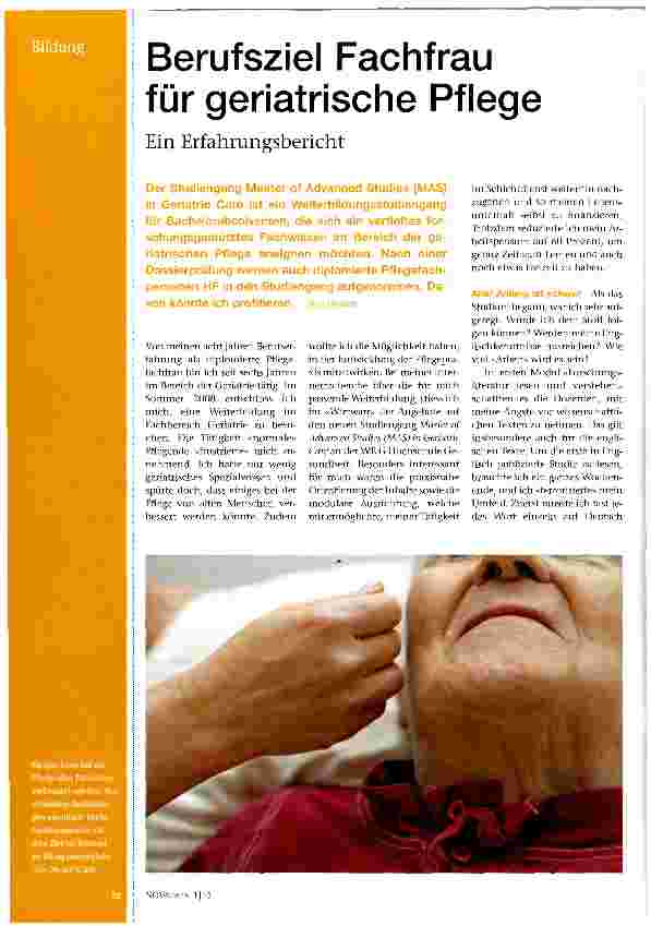 Vorschauseite 1: Berufsziel Fachfrau für geriatrische Pflege