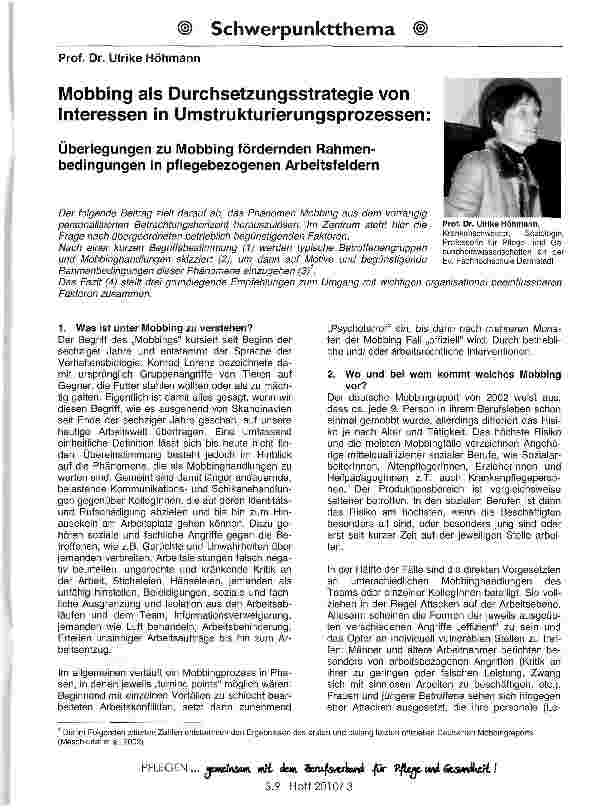 Vorschauseite 1: Mobbing als Durchsetzungsstrategie von Interessen in Umstrukturierungsprozessen