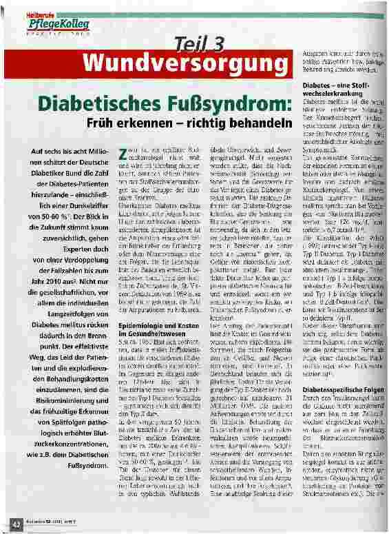 Vorschauseite 1: Diabetisches Fußsyndrom: Früh erkennen - richtig behandeln Wundversorgung Teil 3