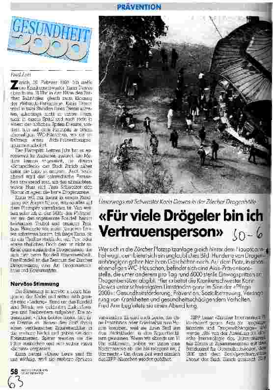 Vorschauseite 1: Für viele Drögeler bin ich Vertrauensperson Unterwegs mit Schwester Karin Dawes in der Züricher Drogenhölle