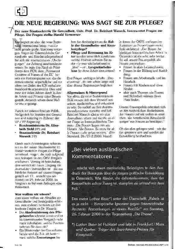 Vorschauseite 1: Die neue Regierung: was sagt sie zur Pflege?