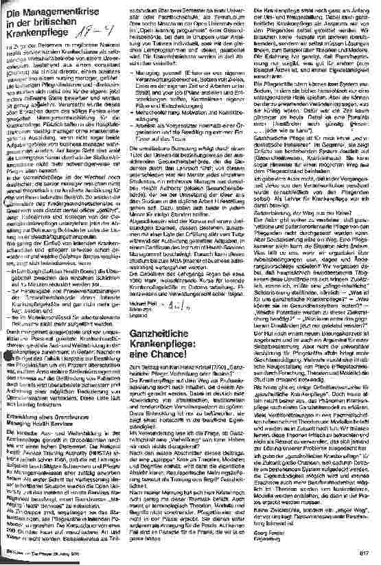 Vorschauseite 1: Die Managementkrise in der britischen Krankenpflege