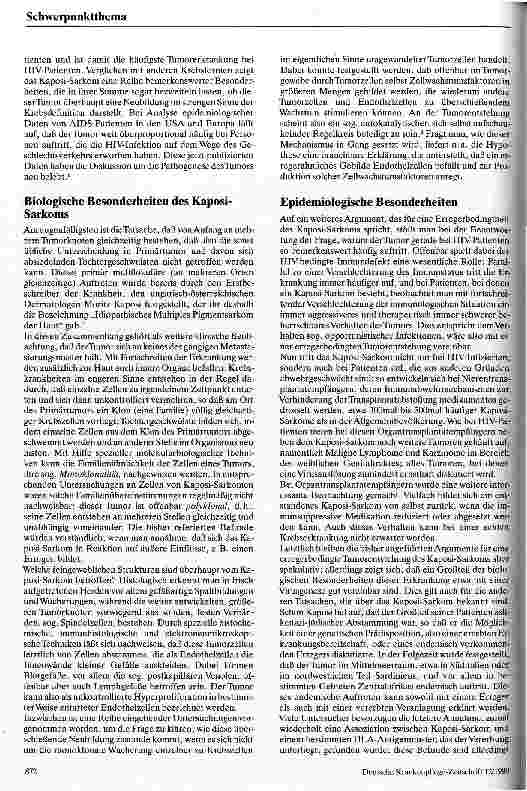 Vorschauseite 2: Das Kaposi-Sarkom - eine sexuell übertragbare Krankheit?