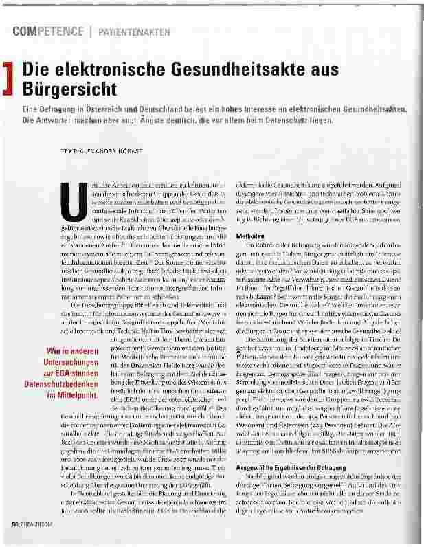 Vorschauseite 1: Die elektronische Gesundheitsakte aus Bürgersicht