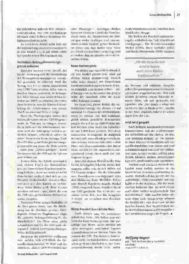 Vorschauseite 2: Die gesundheitspolitische „Gurkentruppe
