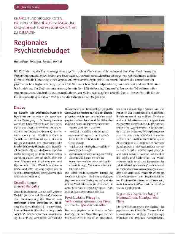 Vorschauseite 1: Regionales Psychiatriebudget