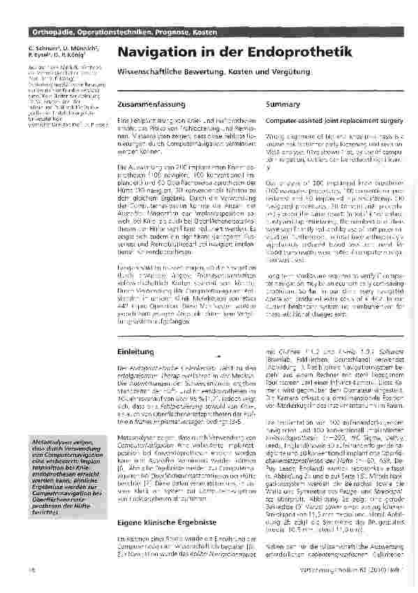 Vorschauseite 1: Navigation in der Endoprothetik