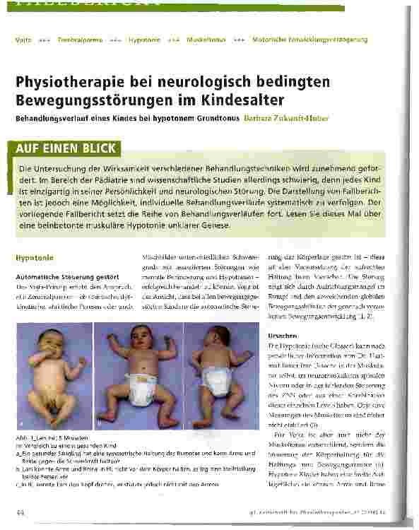 Vorschauseite 1: Physiotherapie bei neurologisch bedingten Bewegungsstörungen im Kindesalter
