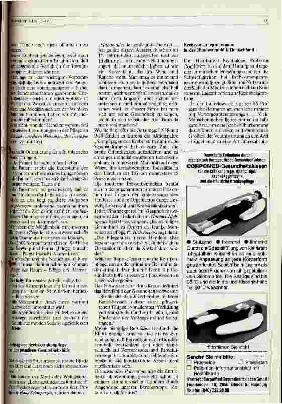 Vorschauseite 2: Krebskrankenpflege im Jahre 2000