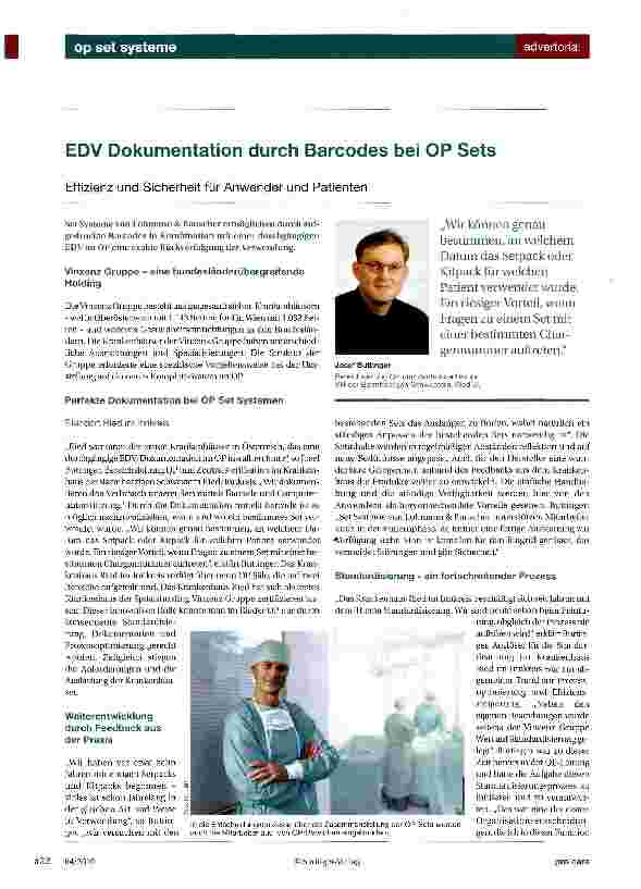 Vorschauseite 1: EDV Dokumentation durch Barcodes bei OP Sets