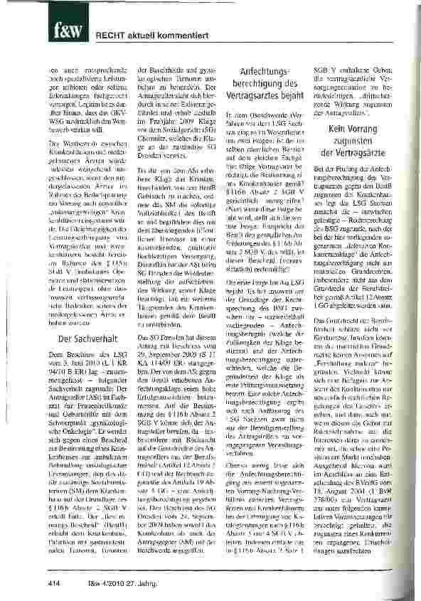 Vorschauseite 3: Konkurrentenschutz der Vertragsärzte