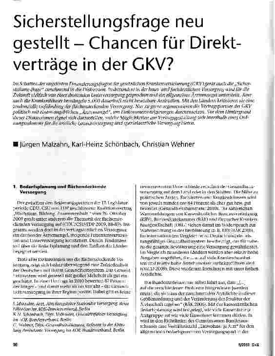 Vorschauseite 1: Sicherstellungsfrage neu gestellt - Chancen für Direktverträge in der GKV?