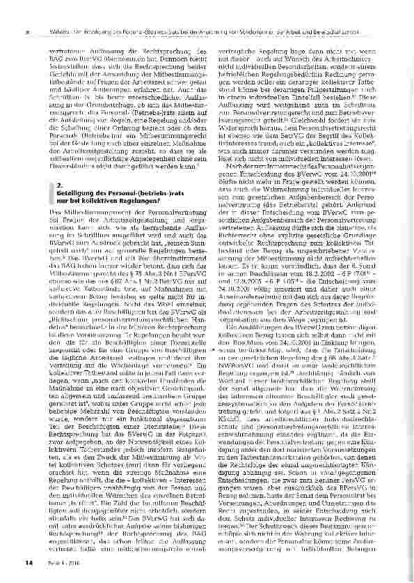 Vorschauseite 2: Die Beteiligung des Personal-(Betriebs-)rats bei der Anordnung von Sonderformen der Arbeit und Bereitschaftszeiten