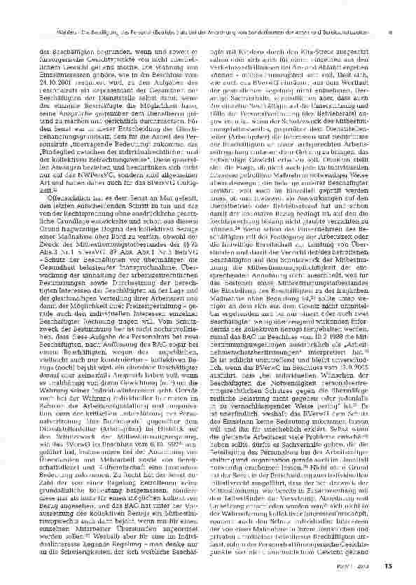 Vorschauseite 3: Die Beteiligung des Personal-(Betriebs-)rats bei der Anordnung von Sonderformen der Arbeit und Bereitschaftszeiten