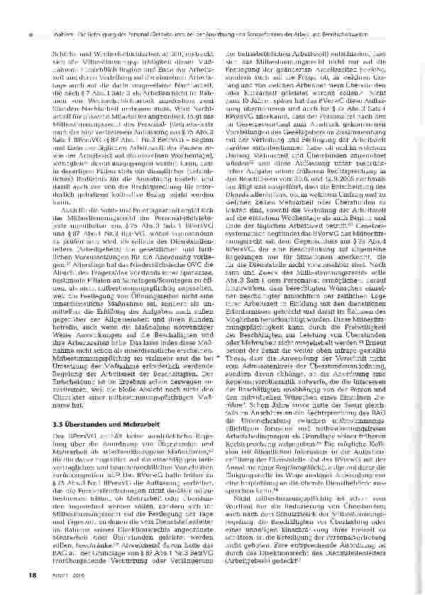 Vorschauseite 6: Die Beteiligung des Personal-(Betriebs-)rats bei der Anordnung von Sonderformen der Arbeit und Bereitschaftszeiten