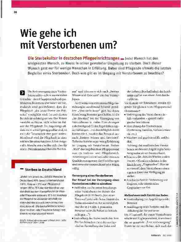 Vorschauseite 1: Wie gehe ich mit Verstorbenen um?