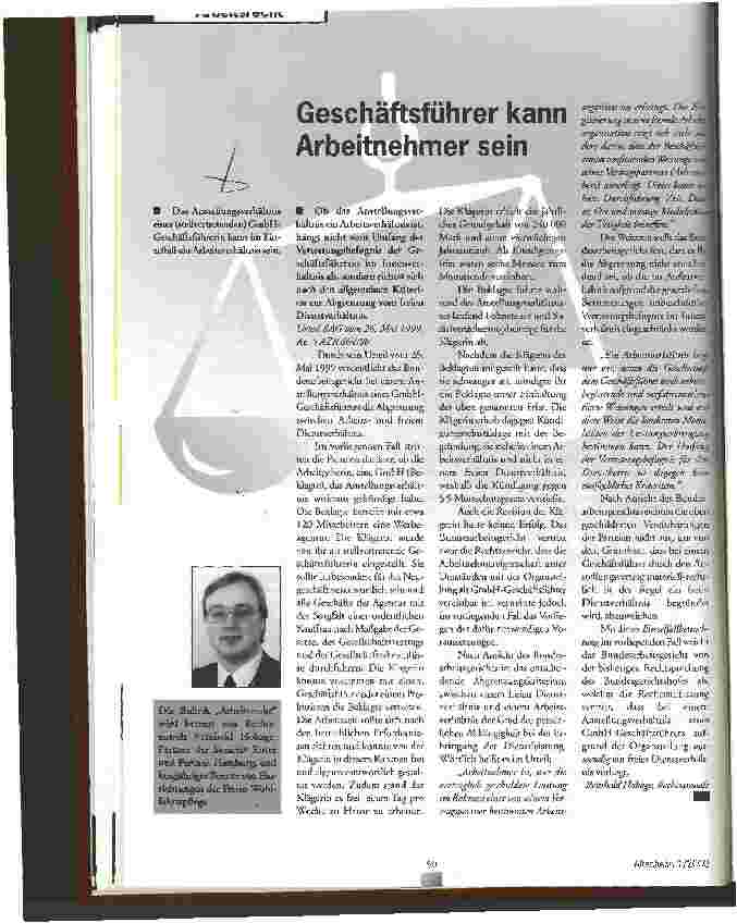 Vorschauseite 1: Geschäftsführer kann Arbeitnehmer sein