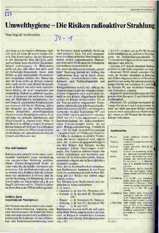 Vorschauseite 1: Umwelthygiene - Die Risiken radioaktiver Strahlung