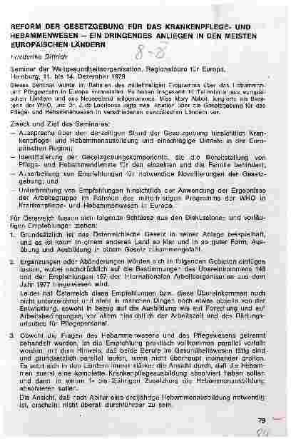 Vorschauseite 1: Reform der Gesetzgebung für das Krankenpflegeund Hebammenwesen - ein dringendes Anliegen in den meisten europäischen Ländern