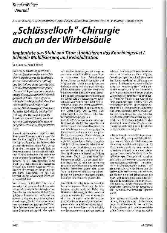 Vorschauseite 1: Schlüsselloch - Chirurgie auch an der Wirbelsäule