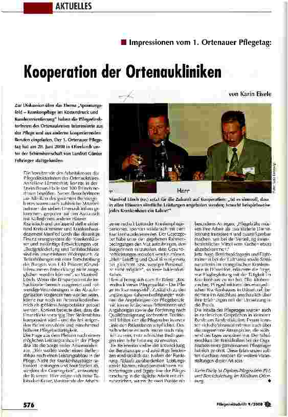 Vorschauseite 1: Kooperation der Ortenaukliniken