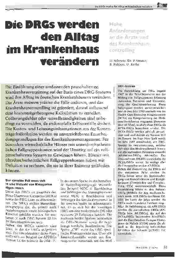 Vorschauseite 1: Die DRGs werden den Alltag im Krankenhaus verändern Hohe Anforderungen an die Ärzte und das Krankenhauscontrolling
