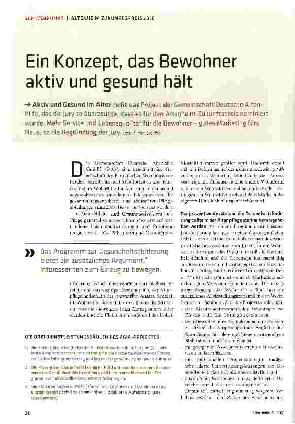 Vorschauseite 1: Ein Konzept, das Bewohner aktiv und gesund hält