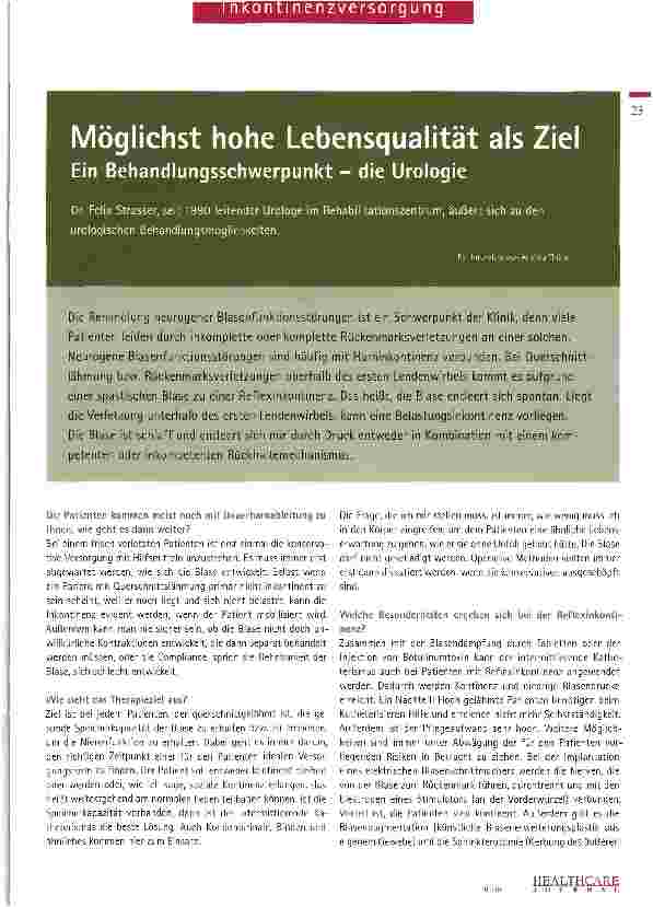 Vorschauseite 1: Möglichst hohe Lebensqualität als Ziel
