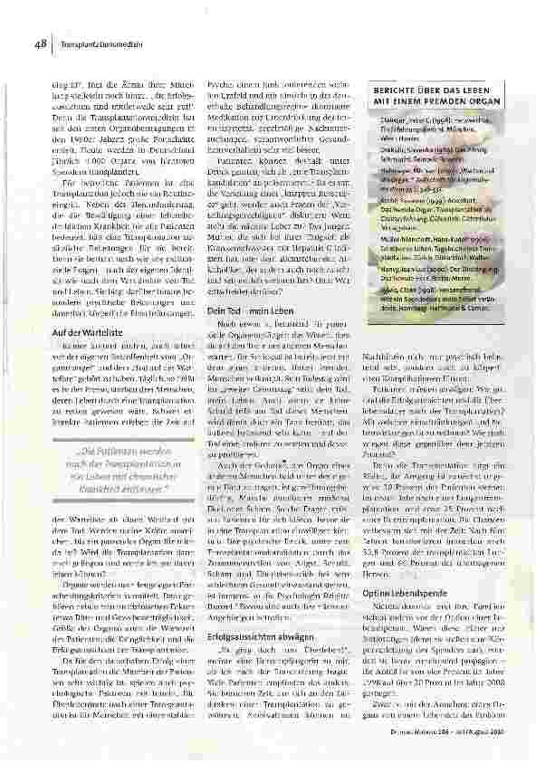 Vorschauseite 2: Ein Transplantierter hat dankbar zu sein Risiken und Nebenwirkungen der Transplantationsmedizin-Teil 3