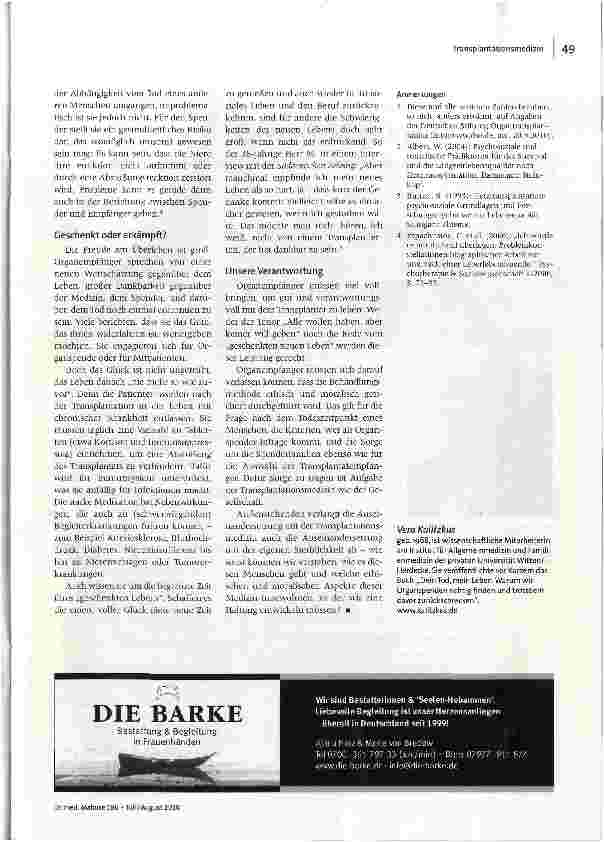 Vorschauseite 3: Ein Transplantierter hat dankbar zu sein Risiken und Nebenwirkungen der Transplantationsmedizin-Teil 3