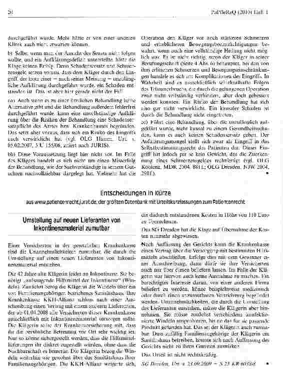 Vorschauseite 4: Zur Informationspflicht gegenüber einem Patienten vor einer Operation