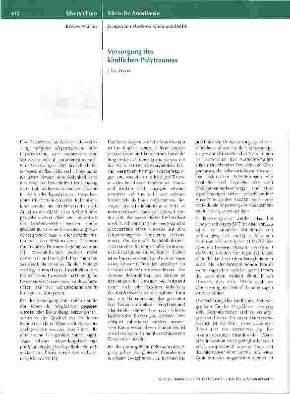 Vorschauseite 1: Versorgung des kindlichen Polytraumas