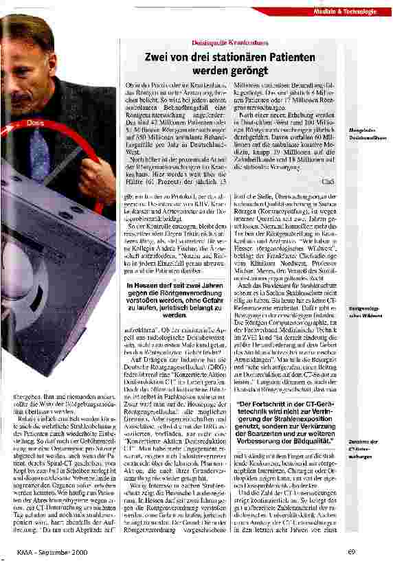 Vorschauseite 2: Da tun sich Abgründe auf Der Bundesumweltminister will Zunahme der medizinischen Strahlenexposition eindämmen