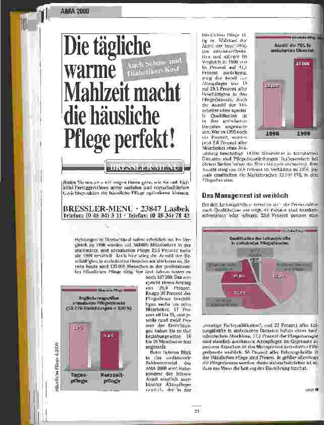 Vorschauseite 3: AMA 2000: Die Häusliche Pflege boomt weiterhin Ergebnisse der repräsentativen Altenpflege-Marktanalyse (AMA) 2000