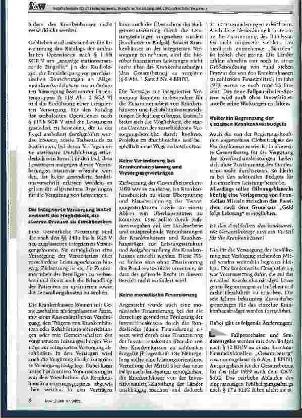 Vorschauseite 2: Verpflichtendes Qualitätsmanagement, integrierte Versorgung und DRG-orientierte Vergütung Das zustimmungsfreie GKV-Gesundheitsreformgesetz 2000