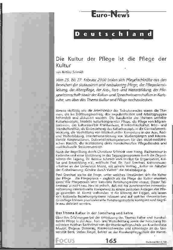 Vorschauseite 1: Die Kultur der Pflege ist die Pflege der Kultur